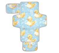 Matelas à langer réutilisable portable avec poche à mouchoirs pour bébé pour mamans, papas, canards jaunes, bulles, dessin animé bleu