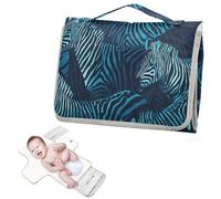 Matelas à langer réutilisable pour bébé avec poche à mouchoirs Amériques, zèbres, bleu et noir, matelas à langer de voyage, kit de voyage pour nourrisson, cambiador de pa?ales para Bebes