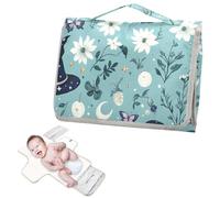 Matelas à langer réutilisable pour bébé avec poche à mouchoirs, matelas à langer étanche, kit de station de voyage pour nourrisson, chapeau de sorcière mystère bleu bohème