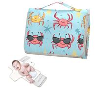 Matelas à langer réutilisable pour bébé avec poche à mouchoirs, motif crabe de dessin animé, tapis à langer portable léger et pliable cambiador de pa?ales para Bebes