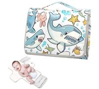 Matelas à langer réutilisable pour bébé avec poche à mouchoirs, motif dessin animé, requin, olive, coloré, tapis à langer de voyage pour bébé, kit de voyage cambiador de pa?ales para Bebes