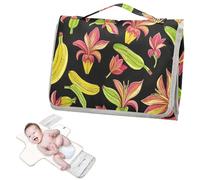 Matelas à langer réutilisable pour bébé avec poche à mouchoirs, motif fruits bananes, fleurs noires et jaunes, pour table à langer, kit de voyage pour bébé, cambiador de pa?ales para Bebes