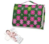 Matelas à langer réutilisable pour bébé avec poche à mouchoirs, motif trèfle, feuilles fuchsia, vert sauge, matelas à langer pour table avec oreiller intégré Cambiador de pa ales para Bebes
