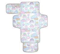 Matelas à langer réutilisable pour bébé avec poche à mouchoirs pour table à langer pour fille et garçon, robe de princesse, couronne, dessin animé