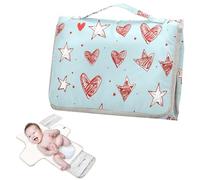 Matelas à langer réutilisable pour bébé avec poche à mouchoirs pour table à langer pour maman, papa, étoiles rouges et cœurs, bleu clair