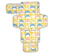 Matelas à langer réutilisable pour bébé avec poche à mouchoirs pour table à langer pour mamans, papas, chats colorés jaunes