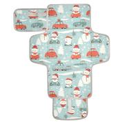 Matelas à langer réutilisable pour bébé avec poche à mouchoirs, tapis à langer portable, kit station de voyage, bonhomme de neige, voitures, rouge