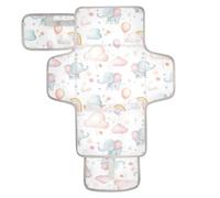 Matelas à langer réutilisable pour bébé avec poche à mouchoirs, tapis à langer portable pour bébé, kit de station de voyage pour bébé, kit de station de voyage rêveur enfantin mignon éléphants