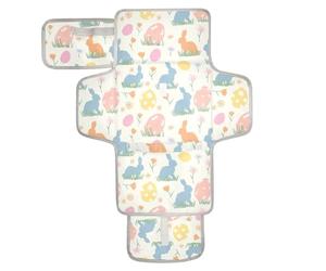 Matelas à langer réutilisable pour bébé avec poche à mouchoirs, tapis à langer portable pour bébé, kit de station de voyage, silhouette de lapin de Pâques pastel