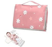 Matelas à langer réutilisable pour bébé avec poche de mouchoirs, coussinets d'oreille imperméables pour bébé et bébé, kit de station de voyage, jolies fleurs de pêche