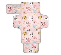 Matelas à langer réutilisable pour bébé avec poche en tissu Motif chiens mignons Rouge clair