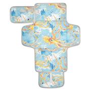 Matelas à langer réutilisable pour bébé avec poche en tissu - Tapis à langer portable pour bébé - Kit de station de voyage pour bébé - Aquarelle, océan, animal, mer, citron, bleu ciel