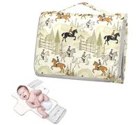 Matelas à langer réutilisable pour enfant avec poche à mouchoirs, motif chevaux mignons, tapis à langer portable pour bébé, kit de station de voyage pour nourrisson, cambiadores de pa?ales para Bebes