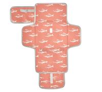 Matelas à langer réutilisable pour enfant avec poche en tissu - Matelas à langer portable avec oreiller intégré - Motif poisson Verseau Saumon