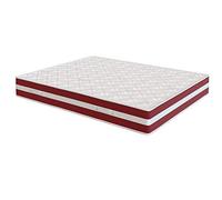 Matelas à mémoire de Forme, Modèle Confort Life/Mousse viscoélastique, 120 x 180 x 24 cm - Toutes Dimensions, Blanc et Rouge