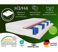 matelas à ressorts ensachés 7 ZONES Comfort 90X200 cm, latex -coco degré de dureté H3/H4, hauteur env. 20cm, couleur : blanc, housse incluse
