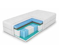 Matelas à ressorts ensachés en coco 7 zones 80 x 200 x 27 cm, dureté H3/H4, couleur : blanc, avec housse
