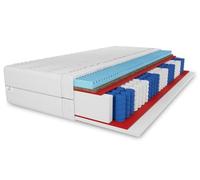 Matelas à ressorts ensachés en coco 7 zones 80 x 200 x 27 cm, dureté H3/H4, couleur : noir, avec housse