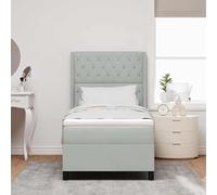 Matelas à Ressorts Ensachés Gris Clair 90X200 cm en Velours Mousse Soutien Moyen-Dur Housse Zippée Simple Confortable Durable Design Tissu de Qualité Mobilier de Chambre Protecteur Surmatelas Boîte