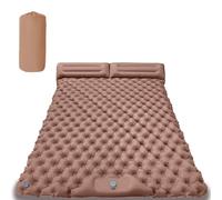 Matelas avec oreiller et pompe à pied intégrée, tapis de camping gonflable léger et super élastique (jaune désert, 200 x 120 x 5 cm)