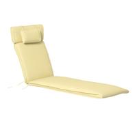 Outsunny Coussin Bain de Soleil Coussin Chaise Longue Matelas transat déhoussable avec zippé, tétière, Cordons d'attache, 198 x 53 x 5 cm, crème