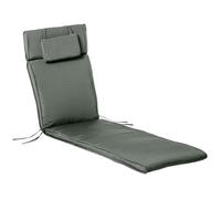 Outsunny Coussin Bain de Soleil Coussin Chaise Longue Matelas transat déhoussable avec zippé, tétière, Cordons d'attache, Matelas Uniquement, 198 x 53 x 5 cm, Gris