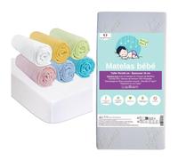 Matelas Bébé 50x100 / 50 x 100 cm Berceau Vintage Lit Bébé + 6 Draps Housse 50x100 Coton + 2 Alèses Coton | Certifié Oeko-Tex | Fabrication France & UE | Easy Dort