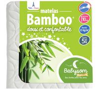 Matelas Bébé Bamboo - BABYSOM - 60x120 cm - Déhoussable - Sans Traitement Chimique - Épaisseur 10 cm