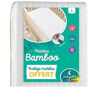 Matelas Bébé Bamboo - BABYSOM - 60x120 cm - Visocse Douce - Déhoussable