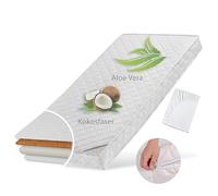 Matelas Bébé COCO 70x140 cm avec Housse Matelassée Aloe Vera, Drap Housse et Deux Degrés de Fermeté, 10 cm d'Épaisseur pour Lit Enfant