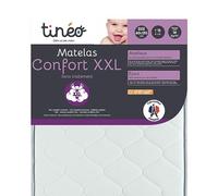 Tinéo - Matelas Bébé 60x120x15cm - Confort XXL - Epaisseur 15 cm - Plateau Matelassé- Confort - Fabriqué en France, Blanc
