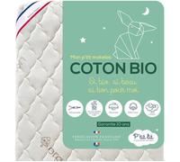Matelas Bébé Coton Bio - P'TIT LIT - 60x120 cm - Blanc - 12 cm d'épaisseur - Confort optimal