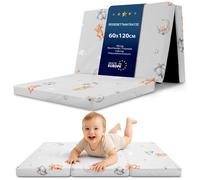Totsy Baby Matelas Bebe Pliable 60x120 cm pour lit - Matelas bébé pour Lits Parapluie Sol Enfant et Respirant en Mousse avec Lavable Housse 60 x 120 cm Ours en Peluche