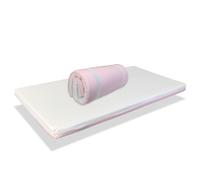 Matelas Bébé Pliant Pour Lit De Voyage Mimo 120x60 Rose Epaisseur 5 Cm - Déhoussable, Lavable, Anti Bactérien, Facile À Transporter