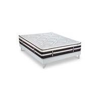 Matelas Calliope Mousse Accueil Mémoire de forme et sommier kit bois blanc - 160 x 200 cm