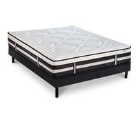 Matelas Calliope Mousse Accueil Mémoire de forme et sommier kit bois noir - 180 x 200 cm