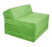 Matelas d'appoint pliant - Futon - 70x200 cm epaisseur 10 cm - Mousse polyuréthane - Vert clair - 1 place