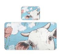 Matelas de berceau rafraîchissant pour bébé Motif vache mignonne Bleu 71,1 x 132,1 cm
