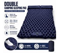 Matelas de camping auto-gonflant avec pompe à pied intégrée, matelas pneumatique en nylon TPU imperméable à cellules d'air alvéolées avec oreiller pour 2 personnes, randonnée, backpacking, voyage en S