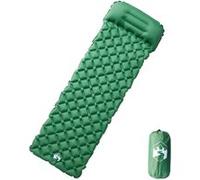 vidaXL Matelas de Camping Gonflable avec Oreiller 1 Personne, Coussin d'air, Tapis de Couchage, Matelas de Tente Randonnée Voyage, Vert