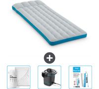 Matelas de camping Intex - Lit français - 72 x 189 x 20 cm - Bleu - Drap-housse inclus - Pompe et kit de réparation