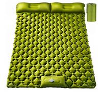 Matelas de couchage double ultra léger de 10,2 cm extra épais auto-gonflant pour 2 personnes avec oreiller, pompe à pied intégrée, tapis de camping portable pour randonnée, voyage, tente, camping