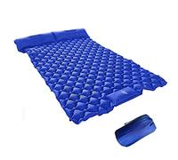 Matelas de Couchage Gonflable Double avec Oreiller, Matelas de Couchage Gonflable ultraléger, Matelas de Couchage avec Pompe à air intégrée, Rouleau imperméable et résistant à l'humidité M (Bleu