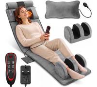 Matelas de massage pour tout le corps - Tapis de massage chauffant avec masseur de pieds amovible, 9 modes de vibration, 3 réglages de chaleur, soulage les tensions musculaires du dos, du cou et des
