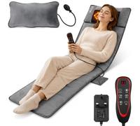 Matelas de massage pour tout le corps - Tapis de massage chauffant avec oreiller cervical amovible, 10 moteurs vibrants, 9 modes et 9 niveaux d'intensité, soulage les tensions musculaires du dos, du