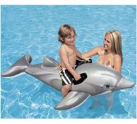 Matelas de plage gonflable dauphin - Mixte - 175 cm - Pour enfant - Gris et noir