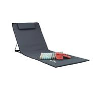 Relaxdays Matelas de plage XXL rembourré dossier L x P : 60 x 195 cm pliable sac de transport oreiller, anthracite