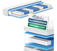 Matelas de qualité AM | 1000 ressorts 7 zones à ressorts ensachés - 120x200 cm - H3 | Matelas à ressorts ensachés en forme de tonneau | 120/200 | Matelas à ressorts | Degré de fermeté H3 | 7 zones | 2