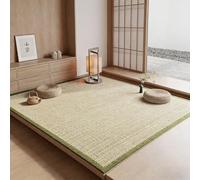 Matelas de sol japonais 2026, tapis de tatami rembourré en rotin d'été, surface de refroidissement avec noyau en coton doux et fond antidérapant imprimé, tapis pliable for chambre(Green,160*230cm)