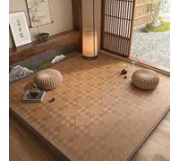 Matelas de sol japonais 2026, tapis de tatami rembourré en rotin d'été, surface de refroidissement avec noyau en coton doux et fond antidérapant imprimé, tapis pliable for chambre(Caramel,60*90cm)